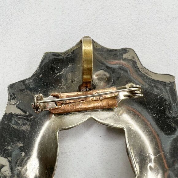 Vintage Mexico Holiday Christmas Wreath Bow Brooch Pin Pendant โจ - Picture 9 of 9